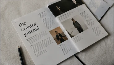 Open independent creator journal styled as an editorial magazine cover